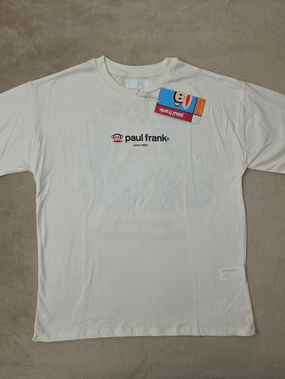Zara/Paul Frank Kids Cream Crew Neck Graphic Logo T-Shirt Size 11-12 Years
